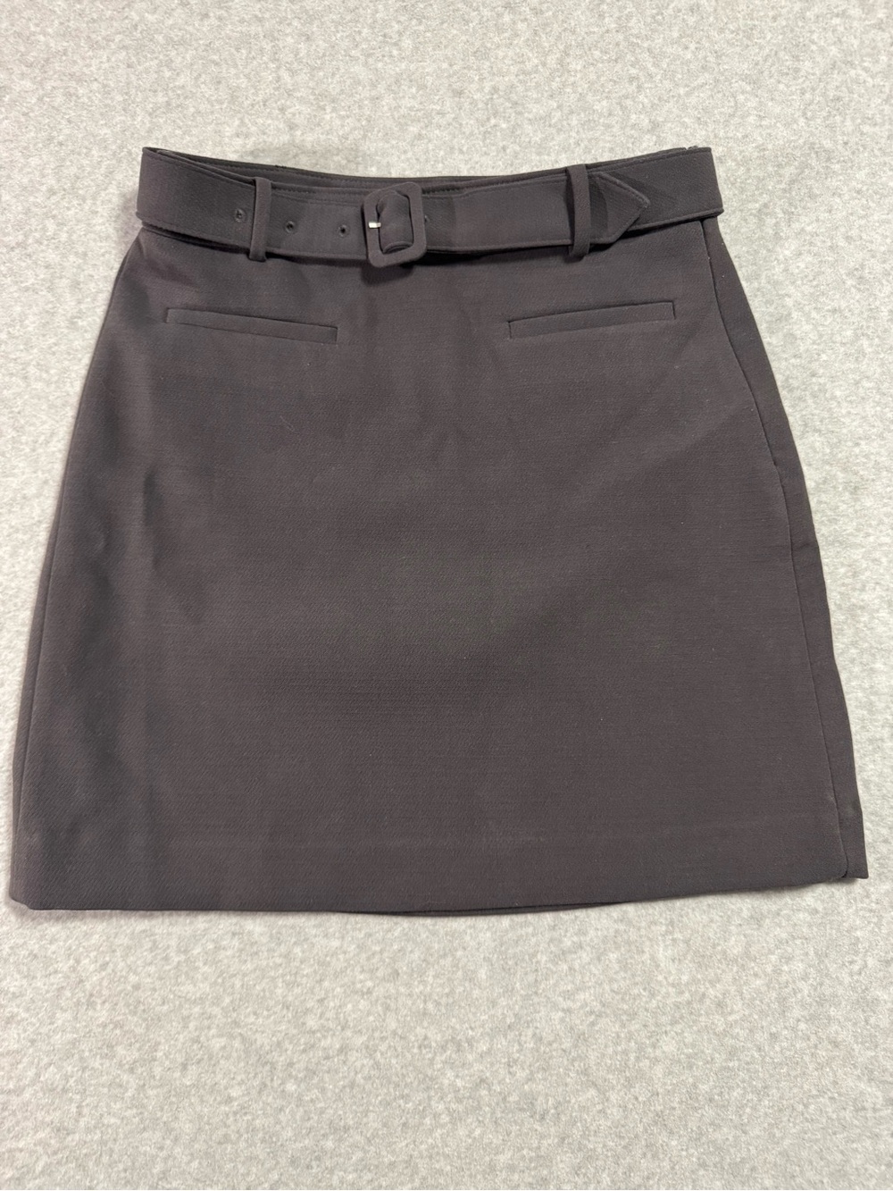 LOFT Dark Gray Belted Mini Skirt
